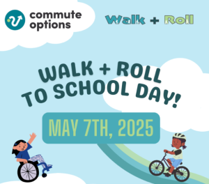 cartoon characters riding bikes on a rainbow in the sky with clouds